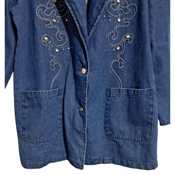 Vintage 80s Rhinestone Embellished Denim Jacket S by Gabby & Claudia - Picture 6 of 8